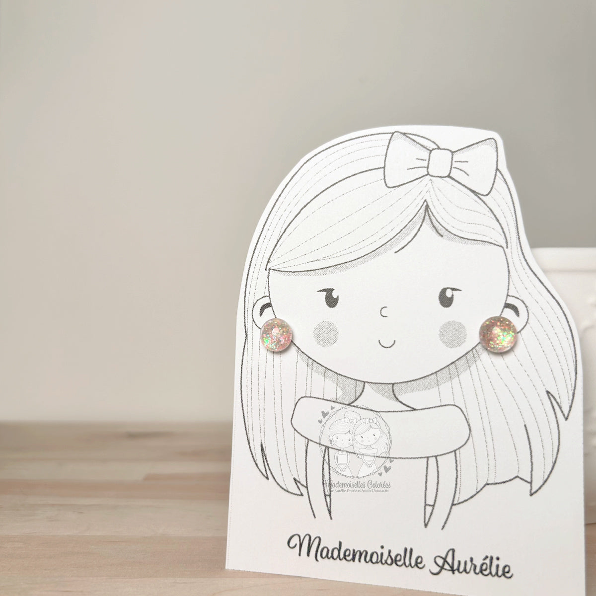 Boucles d'oreilles Clous roses paillettes multicolores