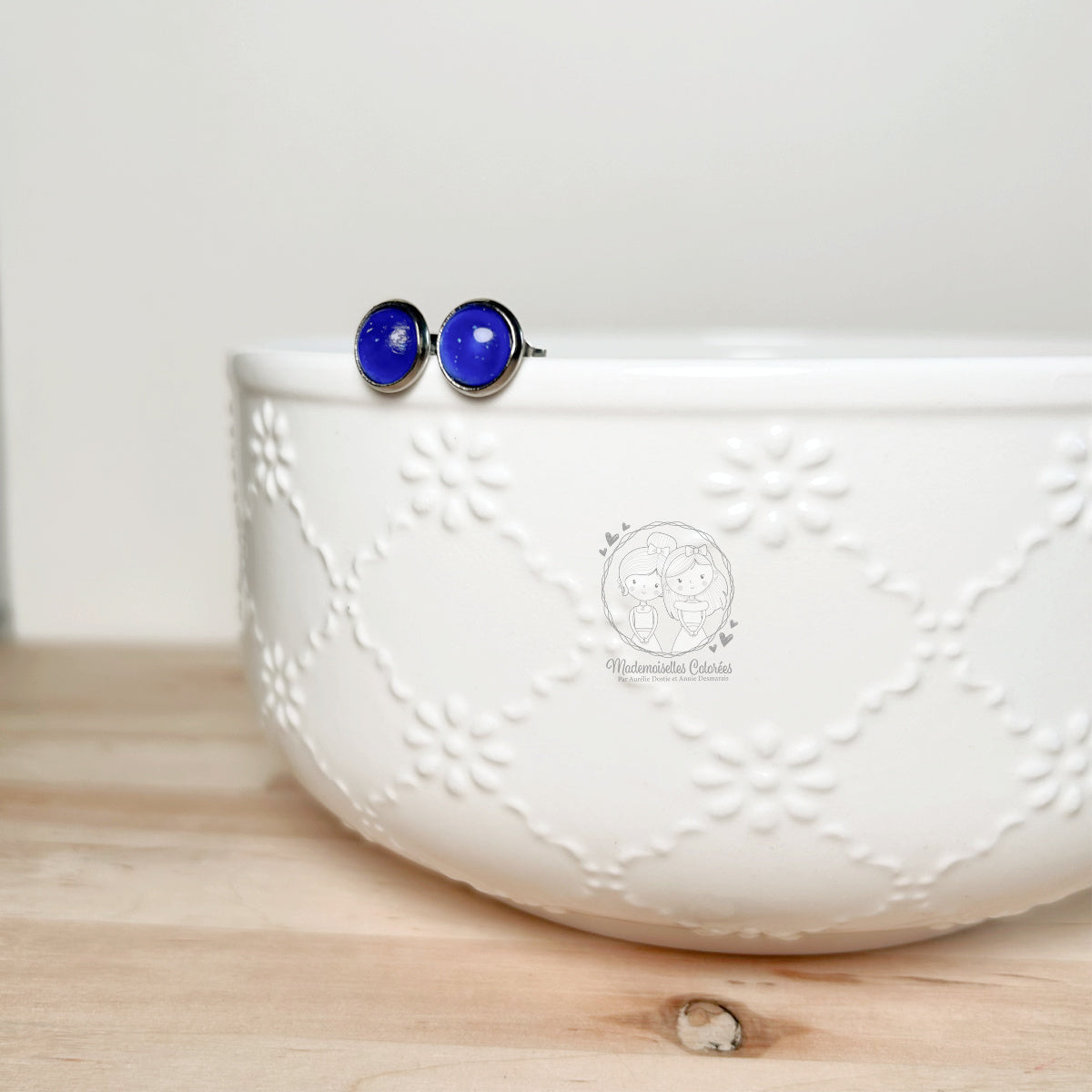 Boucle d'oreilles Clous roses Bleus