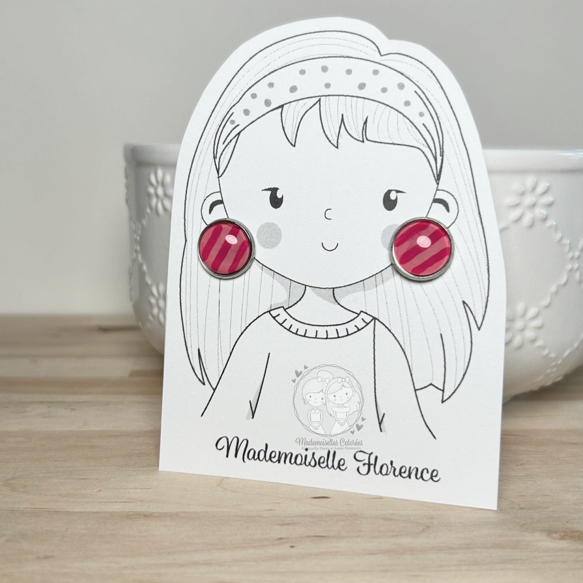 Clous d'oreilles lignés rose