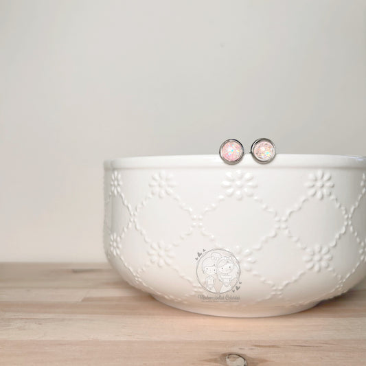 Boucles d'oreilles clous paillettes rose pâles