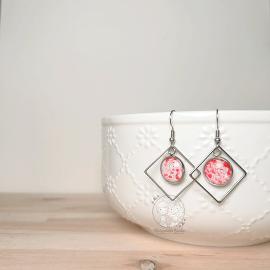 Boucles d'oreilles Pendantes géométriques rose foncé