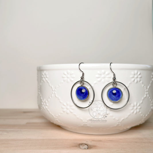 Boucles d'oreilles Pendantes géométriques bleues