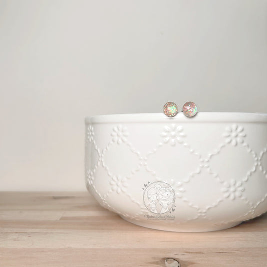 Boucles d'oreilles Clous roses paillettes multicolores