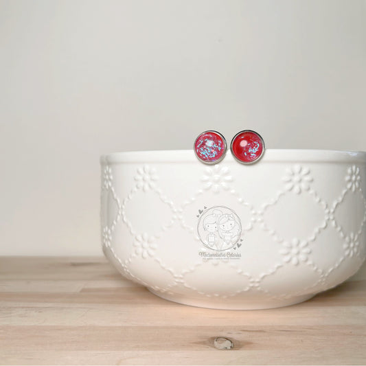 Boucles d'oreilles Clous majenta pailletées