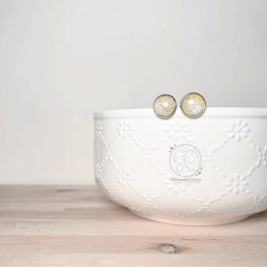 Boucles d'oreilles Clous jaune pâle pailletées