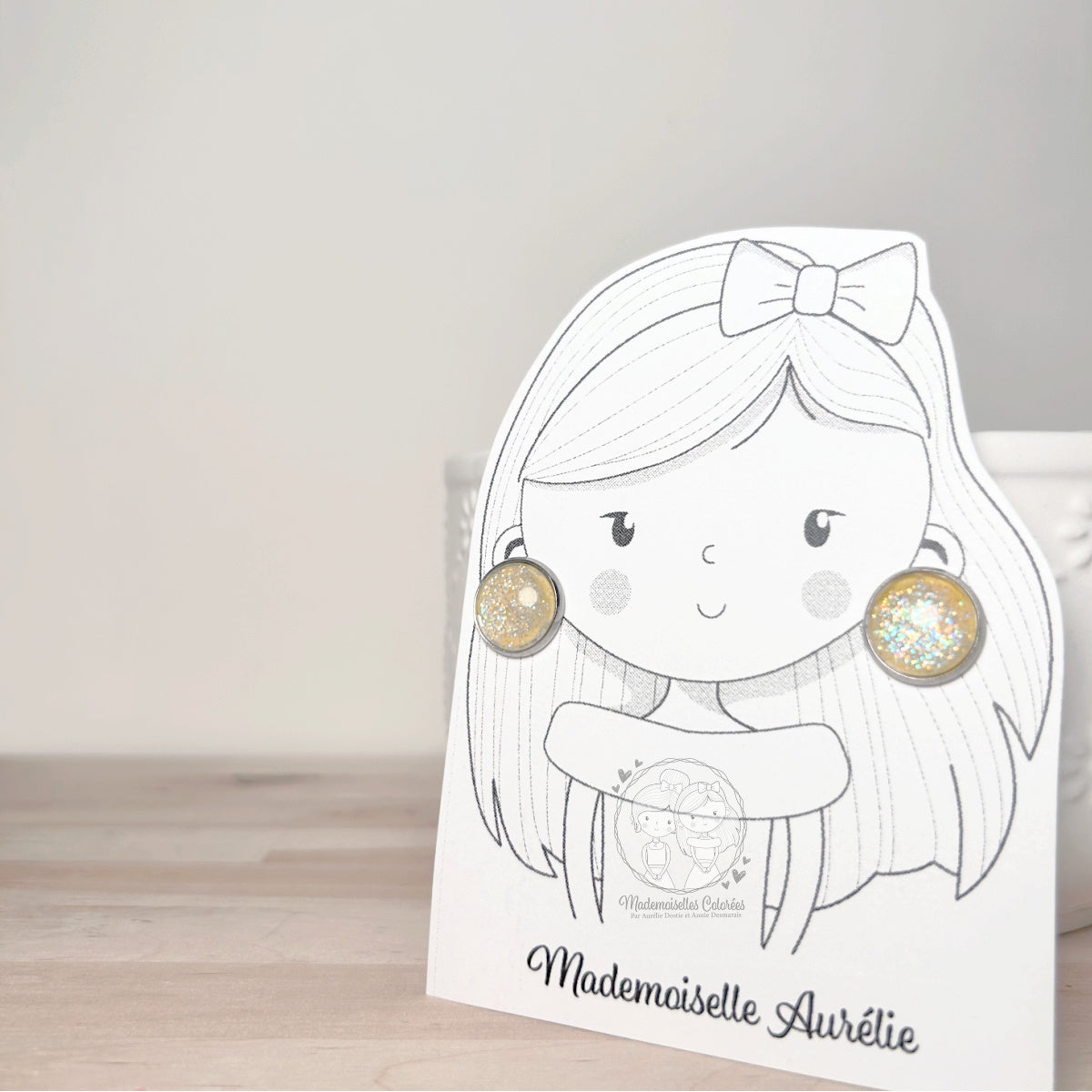 Boucles d'oreilles Clous jaune pâle pailletées