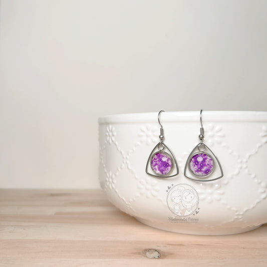 Boucles d'oreilles Pendantes géométriques violet