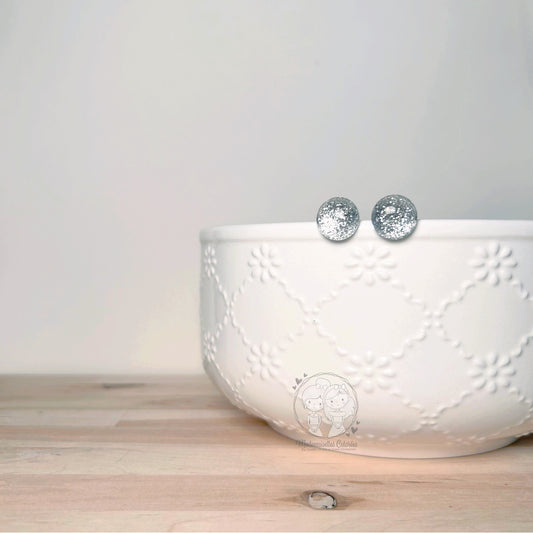 Boucles d'oreilles Clous argenté pailletées