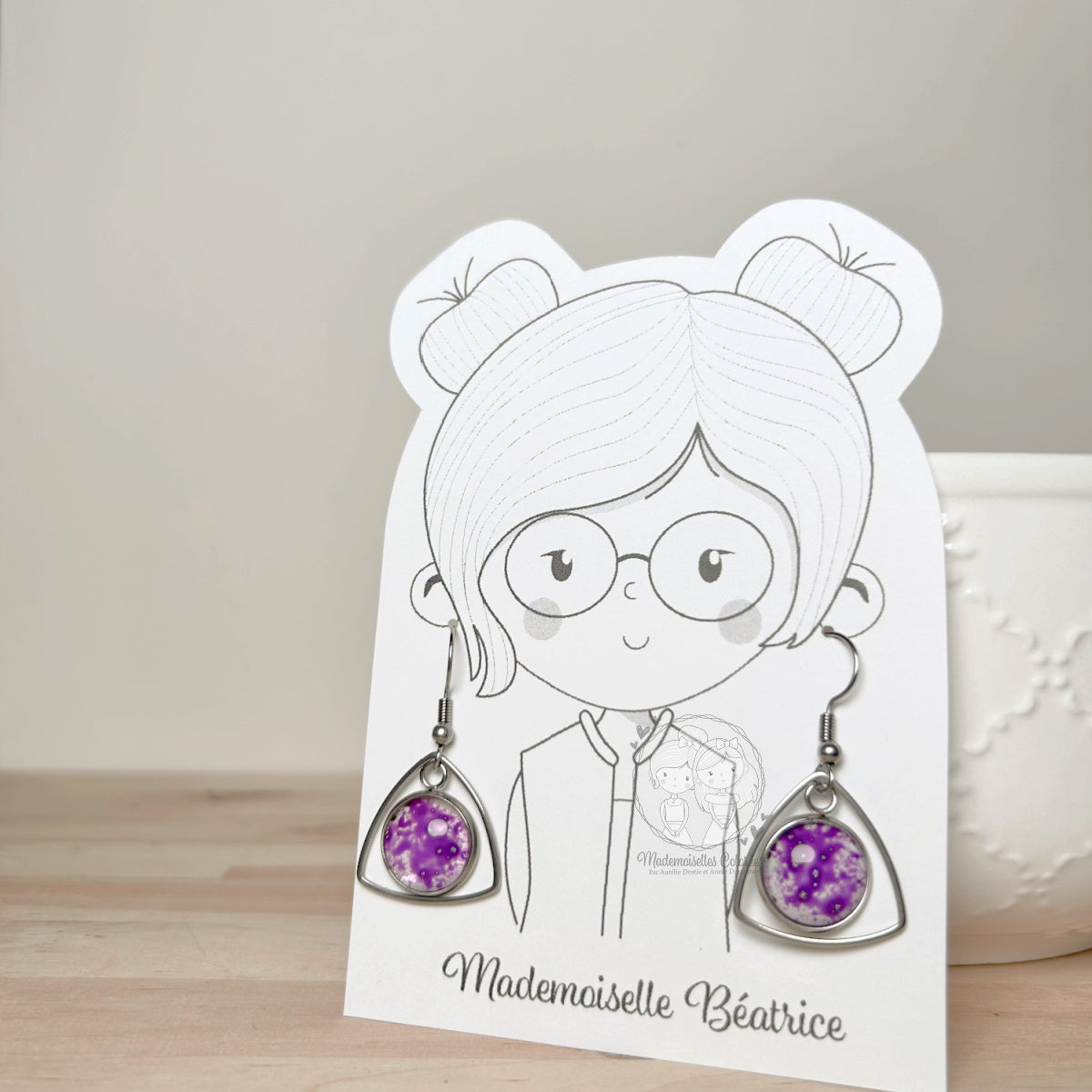 Boucles d'oreilles Pendantes géométriques violet