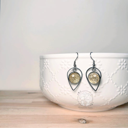 Boucles d'oreilles Pendantes gouttes dorées