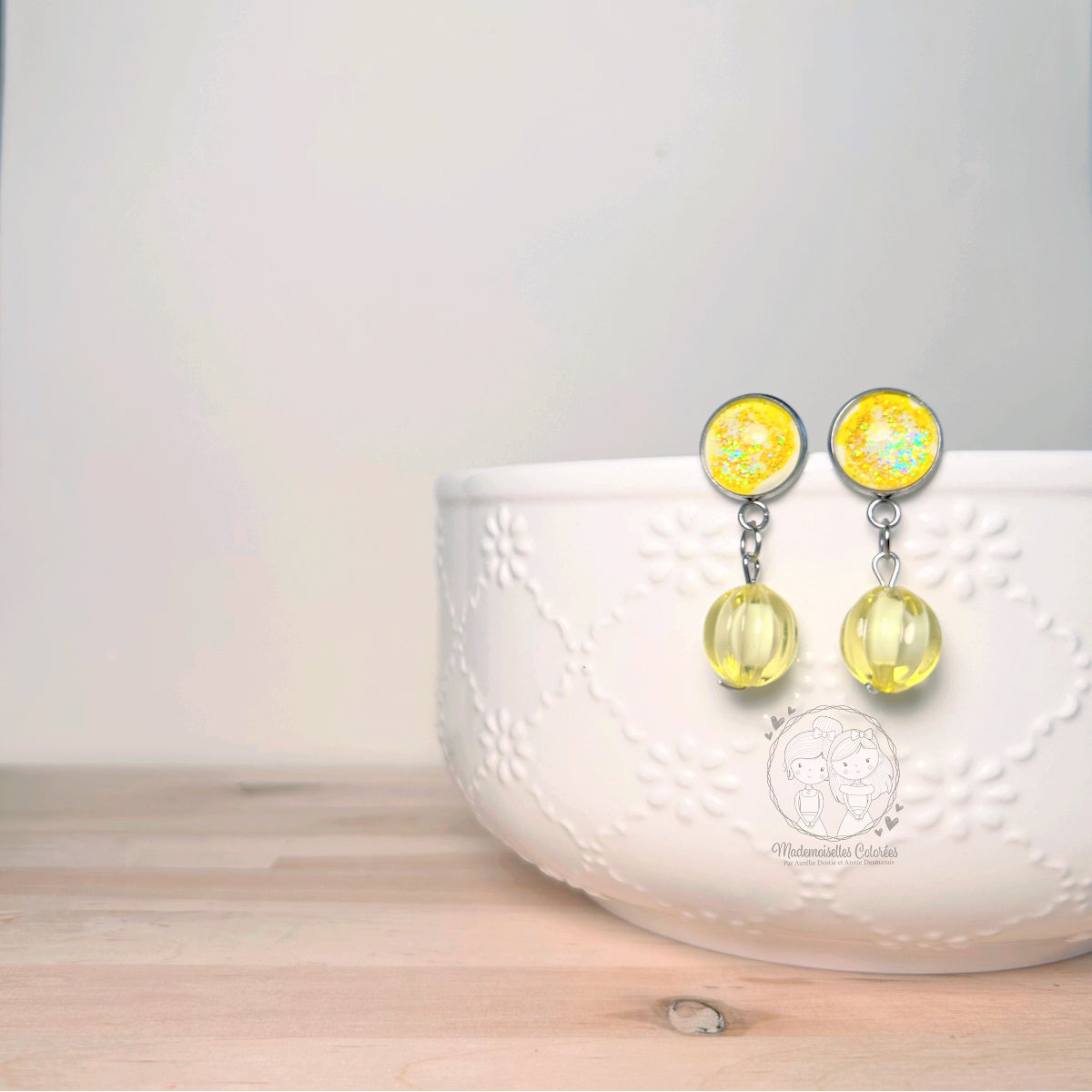 Boucles d'oreilles Pendantes Jaunes