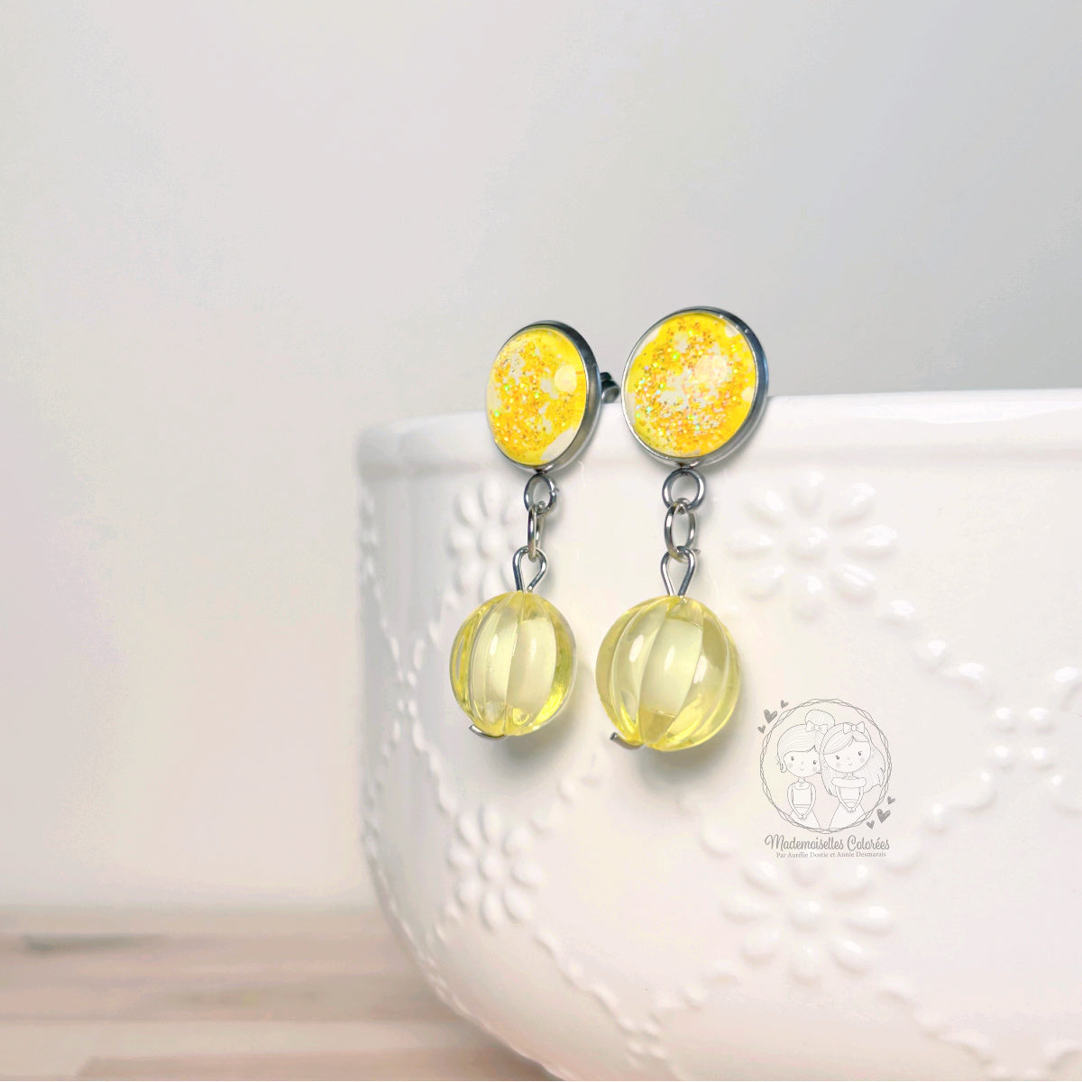 Boucles d'oreilles Pendantes Jaunes