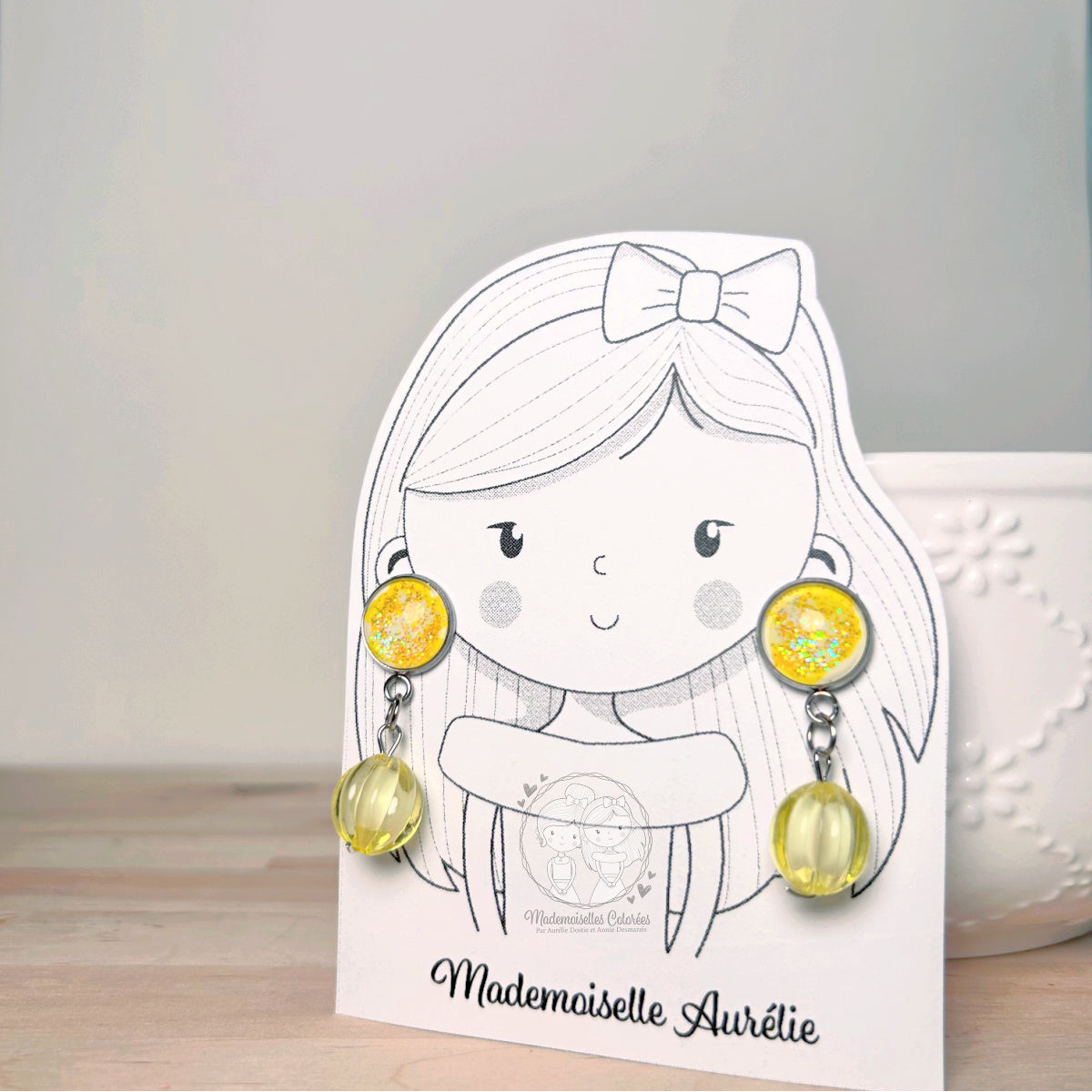 Boucles d'oreilles Pendantes Jaunes