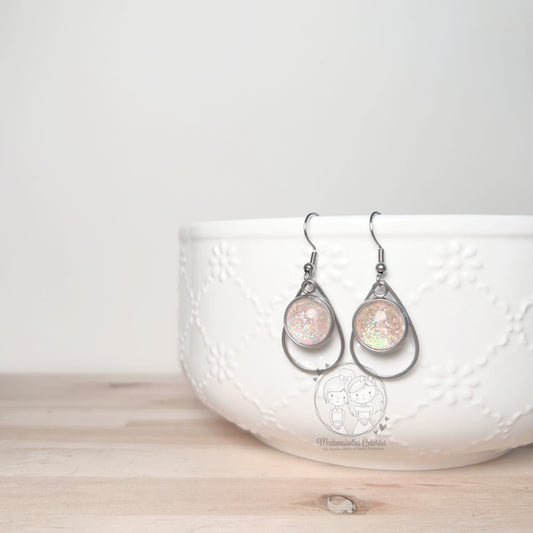 Boucles d'oreilles Pendantes gouttes multi paillettes
