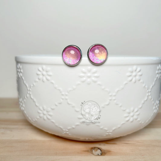 Clous d'oreilles rose brillant