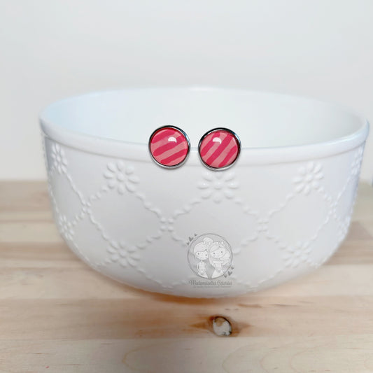 Clous d'oreilles lignés rose