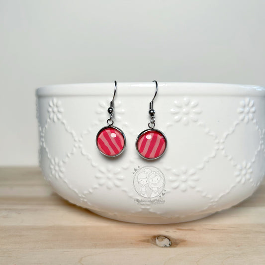 Boucles d'oreilles pendantes lignées rose