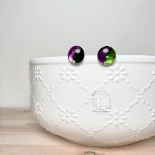 Boucle d'oreille Clou Mauve/vert