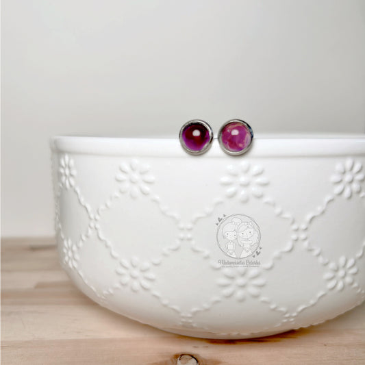 Boucles d'oreilles Clou Violettes