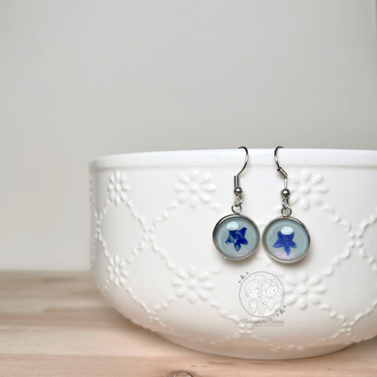 Boucles d'oreilles Pendantes étoiles bleues