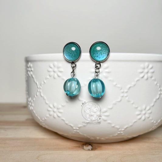 Boucle d'oreille pendante aqua #2